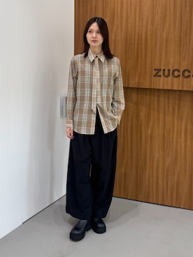 「ZUCCa（ズッカ）のHIGH TWIST TWILL JERSEY / パンツ（その他パンツ、ブラック系）」を使った、ZUCCa OFFICIALさん（レディース・154cm）の秋コーディネート