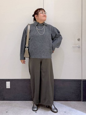 「アイテム（メガネ、グレー系）」を使った、あやっぺさん（レディース・161cm）の秋コーディネート