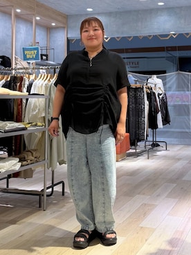 「LEPSIM（レプシィム）のステンレス2WAYマンテルネックレス　633035（ネックレス、シルバー系）」を使った、あやっぺさん（レディース・161cm）の春コーディネート