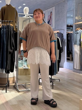 「LEPSIM（レプシィム）のステンレス2WAYマンテルネックレス　633035（ネックレス、シルバー系）」を使った、あやっぺさん（レディース・161cm）の春コーディネート