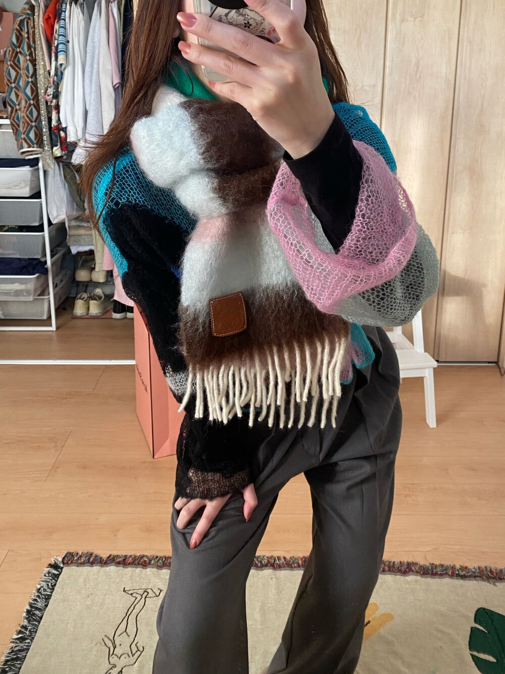 LOEWE（ロエベ）の「ストライプ スカーフ (モヘア)（マフラー