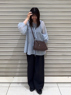 「russet（ラシット）のレザー2WAYショルダーバッグ（ショルダーバッグ、ブラウン系）」を使った、Nozomiさん（レディース・161cm）の春コーディネート