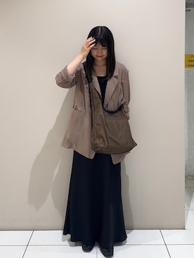 「russet（ラシット）のメッシュホーボーバッグ（ショルダーバッグ、ブラウン系）」を使った、Nozomiさん（レディース・161cm）の夏コーディネート