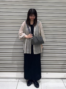 「russet（ラシット）の《WEB限定》コーデュラナイロン2WAYミニボストンバッグ（ボストンバッグ、グレー系）」を使った、Nozomiさん（レディース・161cm）の夏コーディネート