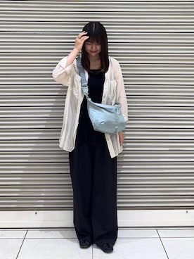 「russet（ラシット）のクラウズナイロン2WAYショルダーバッグ（ショルダーバッグ、ブルー系）」を使った、Nozomiさん（レディース・161cm）の夏コーディネート