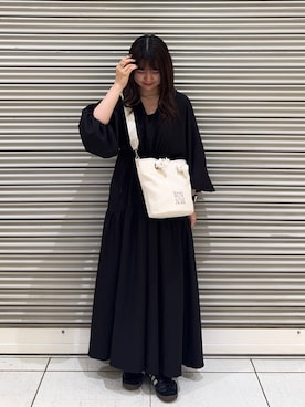 「russet（ラシット）のロープハンドル2WAYミニトートバッグ（トートバッグ、ホワイト系）」を使った、Nozomiさん（レディース・161cm）の春コーディネート