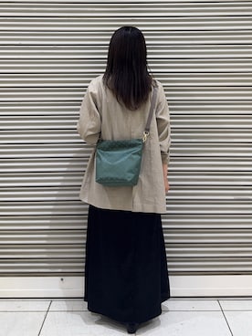 「russet（ラシット）のスタンダードミニショルダーバッグ <ナイロンジャガード>（ショルダーバッグ、グリーン系）」を使った、Nozomiさん（レディース・161cm）の春コーディネート