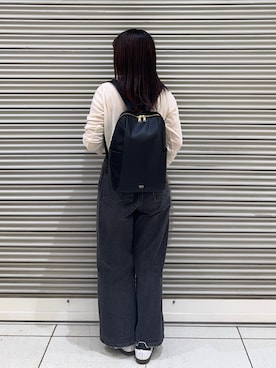 「russet（ラシット）のレザーリュックサック（バックパック/リュック、ブラック系）」を使った、Nozomiさん（レディース・161cm）の春コーディネート
