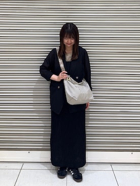 「russet（ラシット）の【撥水】ナイロン3WAYトートバッグ（トートバッグ、ベージュ系）」を使った、Nozomiさん（レディース・161cm）の夏コーディネート