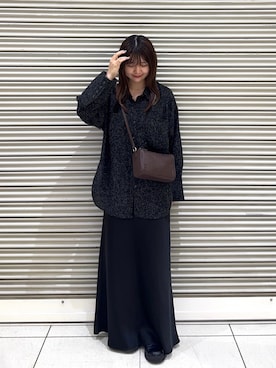 「russet（ラシット）の【Lively city】レザーミニショルダーバッグ（Shoulderbag、ブラウン系）」を使った、Nozomiさん（レディース・161cm）の秋コーディネート