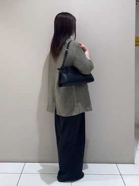 「russet（ラシット）のレザーショルダーバッグ（ショルダーバッグ、ブラック系）」を使った、Nozomiさん（レディース・161cm）の春コーディネート