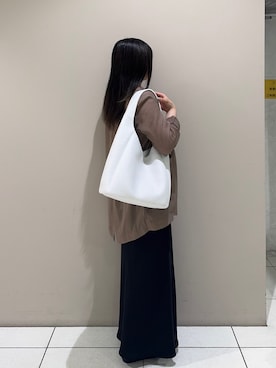 「russet（ラシット）のメッシュワンハンドルトート（トートバッグ、ホワイト系）」を使った、Nozomiさん（レディース・161cm）の夏コーディネート