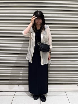 「russet（ラシット）のメッシュミニショルダーバッグ（ショルダーバッグ、ブラック系）」を使った、Nozomiさん（レディース・161cm）の夏コーディネート