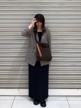 「russet（ラシット）のアイテム（ショルダーバッグ）」を使った、Nozomiさん（レディース・161cm）の秋コーディネート