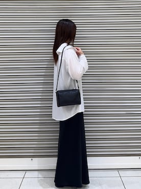 「russet（ラシット）の【Lively city】レザーミニショルダーバッグ（Shoulderbag、ブラック系）」を使った、Nozomiさん（レディース・161cm）の秋コーディネート