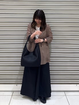 「russet（ラシット）のメッシュワンハンドルトート（トートバッグ、ブラック系）」を使った、Nozomiさん（レディース・161cm）の夏コーディネート