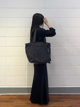「russet（ラシット）のトラベルボストントートバッグ（トートバッグ、グレー系）」を使った、Nozomiさん（レディース・161cm）の夏コーディネート