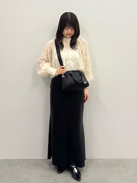 「russet（ラシット）のクラウズナイロン2WAYミニボストンバッグ（ボストンバッグ、ブラック系）」を使った、Nozomiさん（レディース・161cm）の夏コーディネート