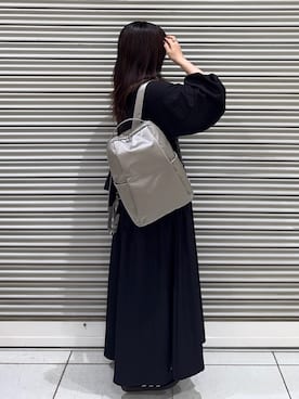 「russet（ラシット）の［背面メッシュ仕様］クラウズナイロンリュックサック(CE-1499)（バックパック/リュック、グレー系）」を使った、Nozomiさん（レディース・161cm）の春コーディネート