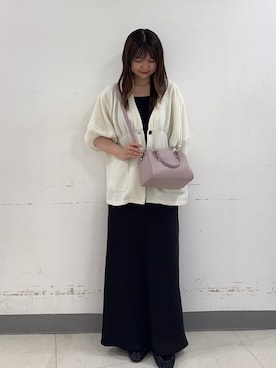 「russet（ラシット）の《composition》レザー2WAYミニボストンバッグ（Boston bag、ピンク系）」を使った、Nozomiさん（レディース・161cm）の秋コーディネート
