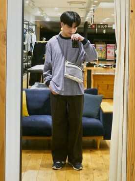 「FORK&SPOON（フォークアンドスプーン）のアイテム（Tシャツ/カットソー）」を使った、かずきさん（メンズ・175cm）の秋コーディネート