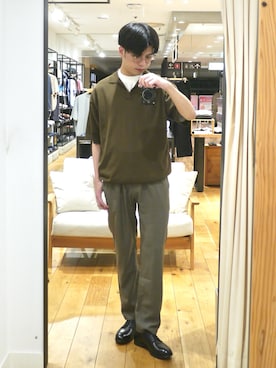 「URBAN RESEARCH DOORS（アーバンリサーチドアーズ）の『仁村紗和さん着用』『UR TECH』 サマシェア クルーネックTシャツ（Tシャツ/カットソー、ホワイト系）」を使った、かずきさん（メンズ・175cm）の夏コーディネート