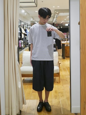 「URBAN RESEARCH DOORS（アーバンリサーチドアーズ）のLIFE STYLE TAILOR　マルチスペックコインローファー（シューズ小物/雑貨、ブラック系）」を使った、かずきさん（メンズ・175cm）の夏コーディネート