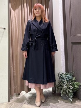 「アイテム（トレンチコート、ブルー系）」を使った、yuukaさん（レディース・160cm）の冬コーディネート
