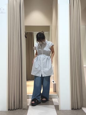 「ITEMS URBANRESEARCH（アイテムズ アーバンリサーチ）のアイテム（デニムパンツ）」を使った、yu_zkiさん（レディース・146cm）の夏コーディネート