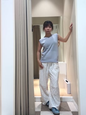 「ITEMS URBANRESEARCH（アイテムズ アーバンリサーチ）のコットンレースパンツ（その他パンツ）」を使った、yu_zkiさん（レディース・146cm）の夏コーディネート