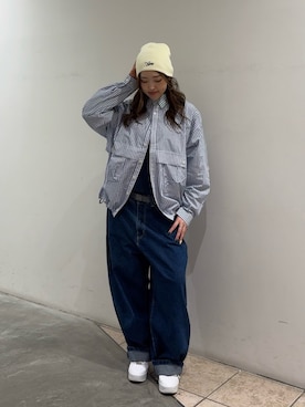 「アイテム（ニットキャップ/ビーニー、ホワイト系）」を使った、keboz74machikoriさん（レディース・167cm）の秋コーディネート