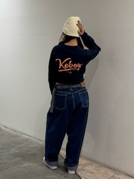 「アイテム（ニットキャップ/ビーニー、ホワイト系）」を使った、keboz74machikoriさん（レディース・167cm）の秋コーディネート