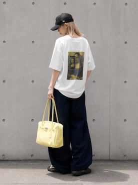 「REMI RELIEF（レミレリーフ）のREMI RELIEF/レミレリーフ HARD SP加工20/-天竺BIGサイズT(Self shot M) ヴィンテージTシャツ 2026年 夏 夏服（Tシャツ/カットソー、ホワイト系）」を使った、tani《骨格ナチュラル》さん（レディース・162cm）の夏コーディネート