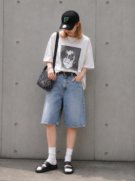 「FACETASM（ファセッタズム）のFACETASM/ファセッタズム × NEW ERA/ニューエラ 別注 LOGO CAP 9FORTY ロゴ刺繍キャップ 2026年 夏 夏服（キャップ、ブラック系）」を使った、tani《骨格ナチュラル》さん（レディース・162cm）の夏コーディネート