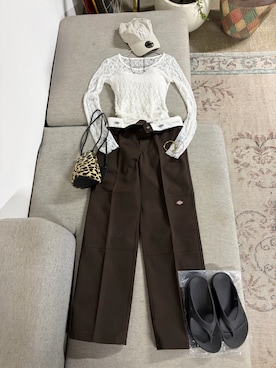 「AO2（アオズ）のSheer Lace Tops / シア―レーストップス（Tシャツ/カットソー、ホワイト系）」を使った、tani《骨格ナチュラル》さん（レディース・162cm）の夏コーディネート