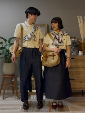 「FRED PERRY（フレッドペリー）のアイテム」を使った、cielo（しえろ）さん（メンズ・175cm）の春コーディネート