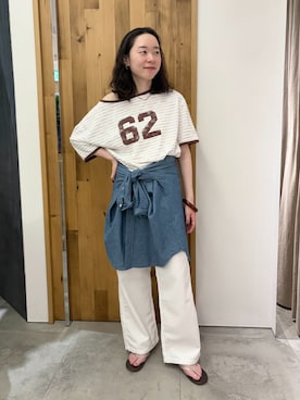 「FRAMeWORK（フレームワーク）のアイテム（パンツ）」を使った、arisaさん（レディース・164cm）の夏コーディネート