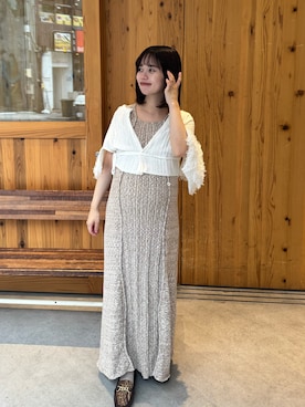 「euwのアイテム（ワンピース、ブラウン系）」を使った、asuさん（レディース・147cm）の春コーディネート