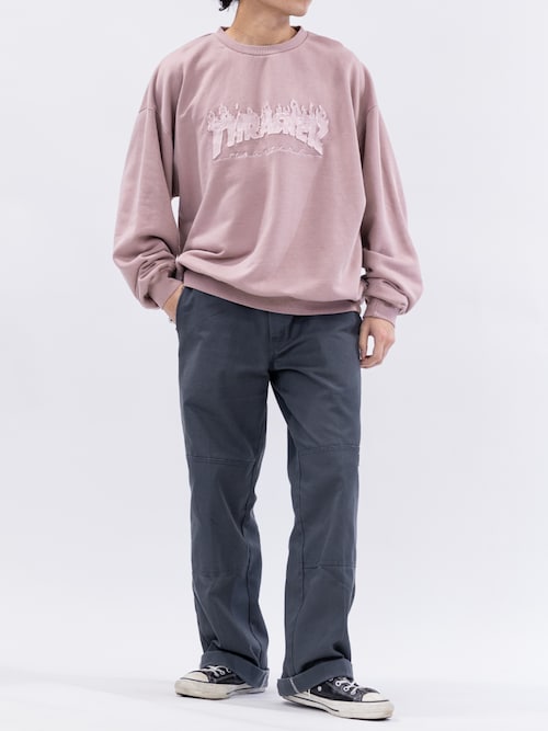 at】〔THRASHER/スラッシャー〕ダメージデニムアップリケ ピグメント