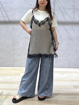 「LEPSIM（レプシィム）のイージーデニムパンツ　630150【KKfashion紹介アイテム】（デニムパンツ、ブルー系）」を使った、tutu.さん（レディース・152cm）の夏コーディネート