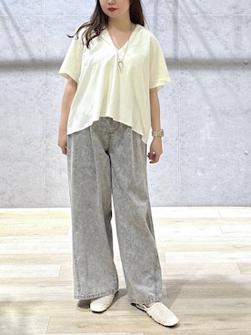 「LEPSIM（レプシィム）のイージーデニムパンツ　630150（デニムパンツ、グレー系）」を使った、tutu.さん（レディース・152cm）の春コーディネート