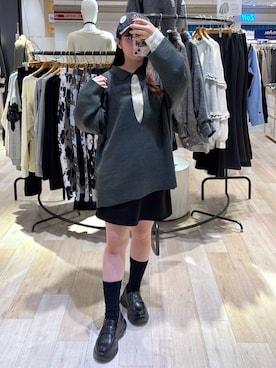 「LEPSIM（レプシィム）のスニーカーローファー　1042668（ローファー、ブラック系）」を使った、tutu.さん（レディース・152cm）の秋コーディネート