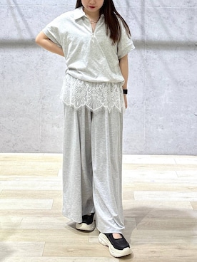 「LEPSIM（レプシィム）のカットイージーワイドパンツ　499173（その他パンツ、グレー系）」を使った、tutu.さん（レディース・152cm）の春コーディネート