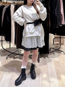 「LEPSIM（レプシィム）の《un STANDARD by LEPSIM》レイヤードミニスカパン　1051430（その他パンツ、グレー系）」を使った、tutu.さん（レディース・152cm）の秋コーディネート