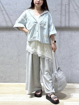 「LEPSIM（レプシィム）のカットイージーワイドパンツ　499173（その他パンツ、グレー系）」を使った、tutu.さん（レディース・152cm）の春コーディネート