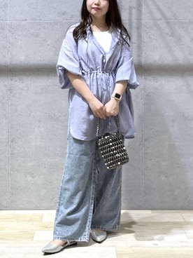 「LEPSIM（レプシィム）のスースーデニムストレートパンツ　637621（デニムパンツ、ブルー系）」を使った、tutu.さん（レディース・152cm）の春コーディネート