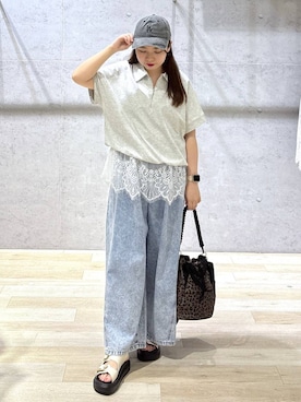 「LEPSIM（レプシィム）のイージーデニムパンツ　630150【KKfashion紹介アイテム】（デニムパンツ、ブルー系）」を使った、tutu.さん（レディース・152cm）の春コーディネート