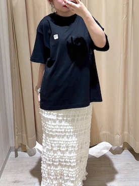 「LEPSIM（レプシィム）の【七宝麻辣湯】アソートTシャツSS　739793（Tシャツ/カットソー、ブラック系）」を使った、tutu.さん（レディース・152cm）の春コーディネート