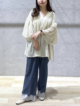 「LEPSIM（レプシィム）のソフトクッションパンプス　638849（パンプス、ホワイト系）」を使った、tutu.さん（レディース・152cm）の春コーディネート