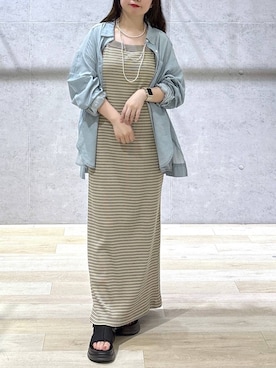「LEPSIM（レプシィム）の3連ボールネックレス　287544（ネックレス、シルバー系）」を使った、tutu.さん（レディース・152cm）の春コーディネート